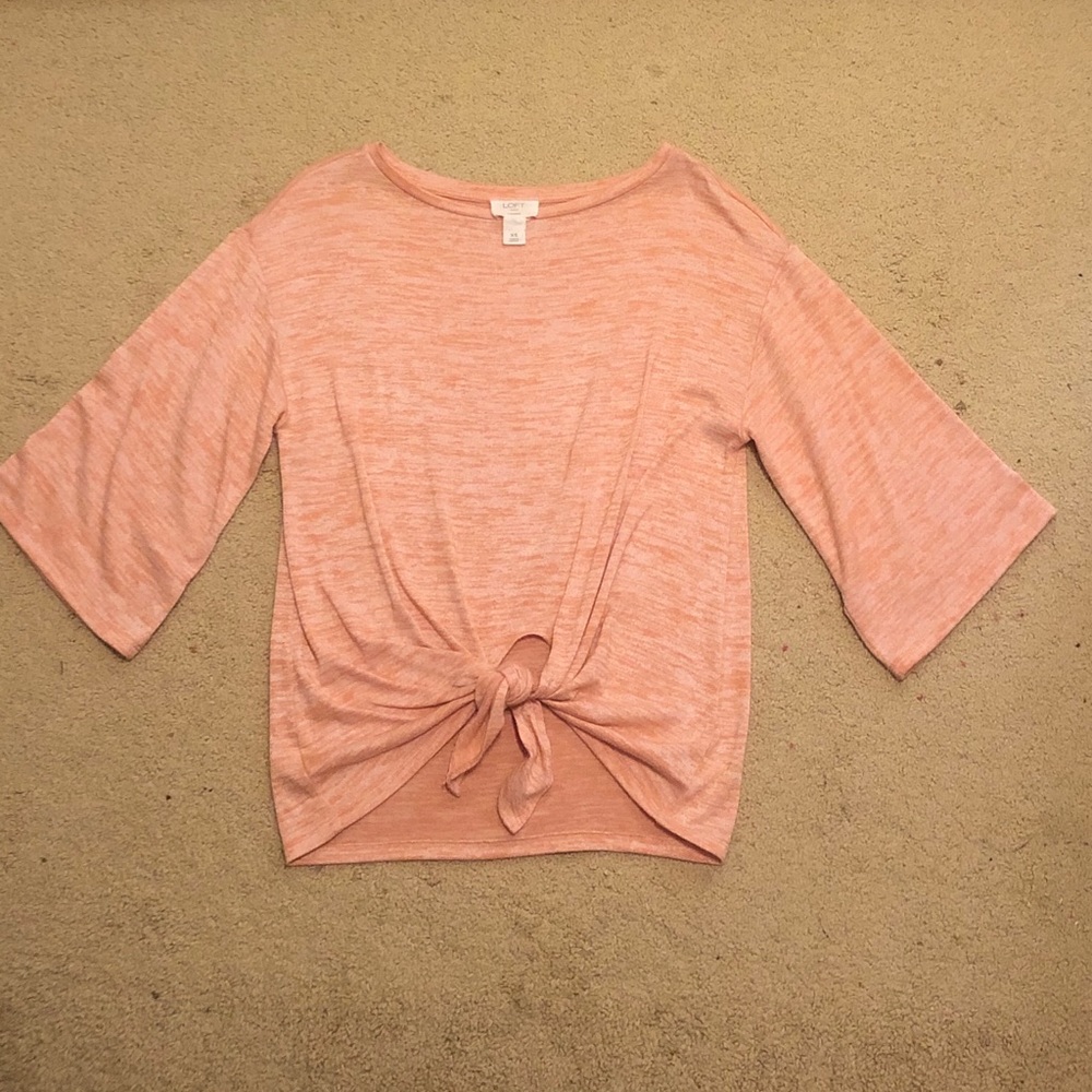 Coral Loose Belly Knot Blouse
